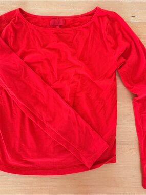 nuuds Bright Red Long Sleeve Boatneck Top